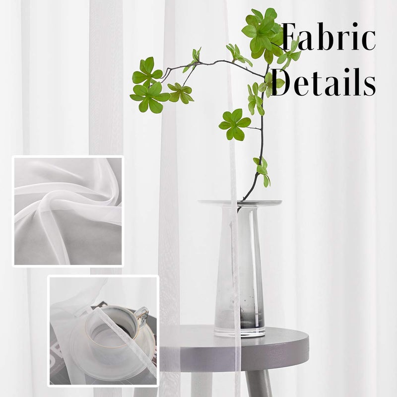 TOAVA DECO White Sheer Curtains 95 Inches Long 2 Panels Rod Pocket White Sheers 95 inch Curtains for Bedroom Living Room Party - Image 5